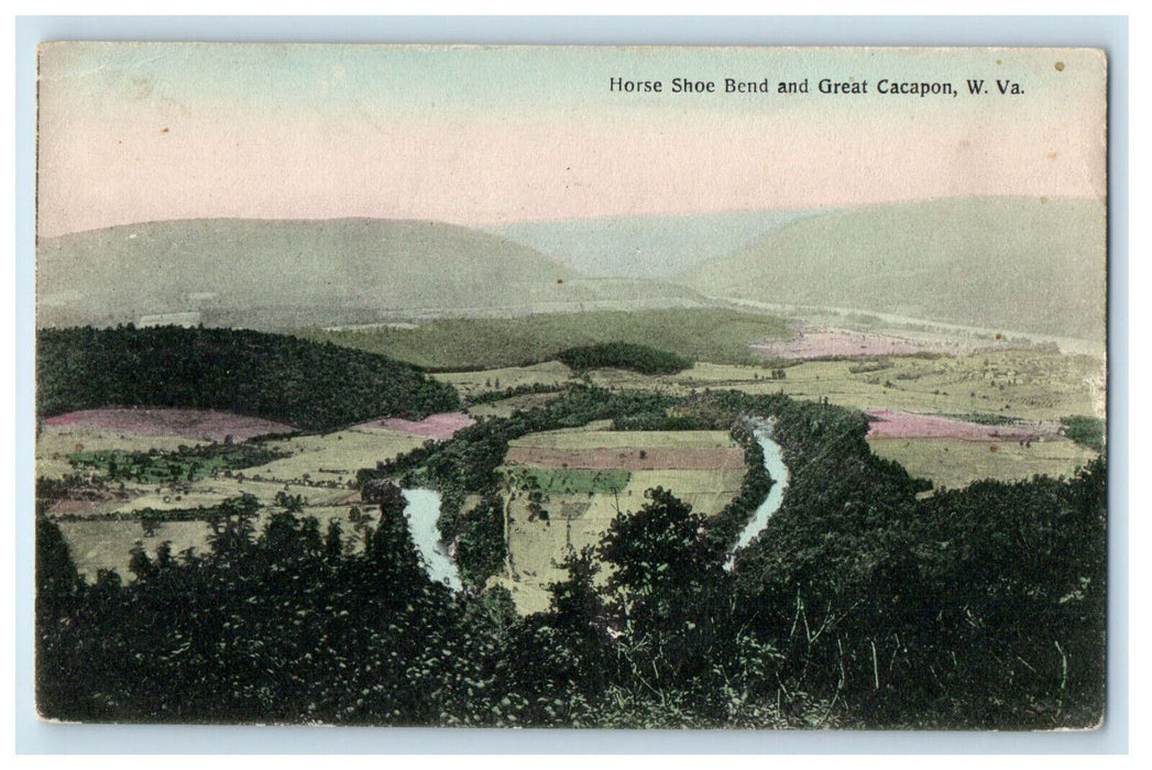 c1910 Horse Shoe Bend and Great Cacapon West Virginia WV Posted Postcard