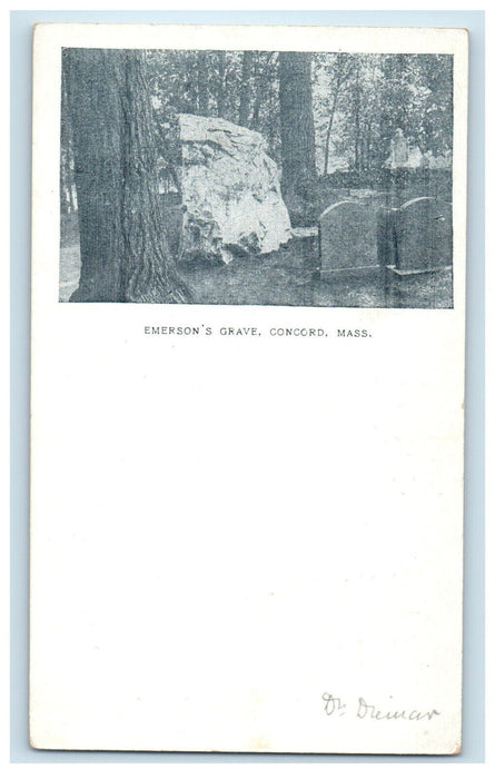 c1900s Emerson's Grave, Concord Massachusetts MA Unposted PMC Postcard