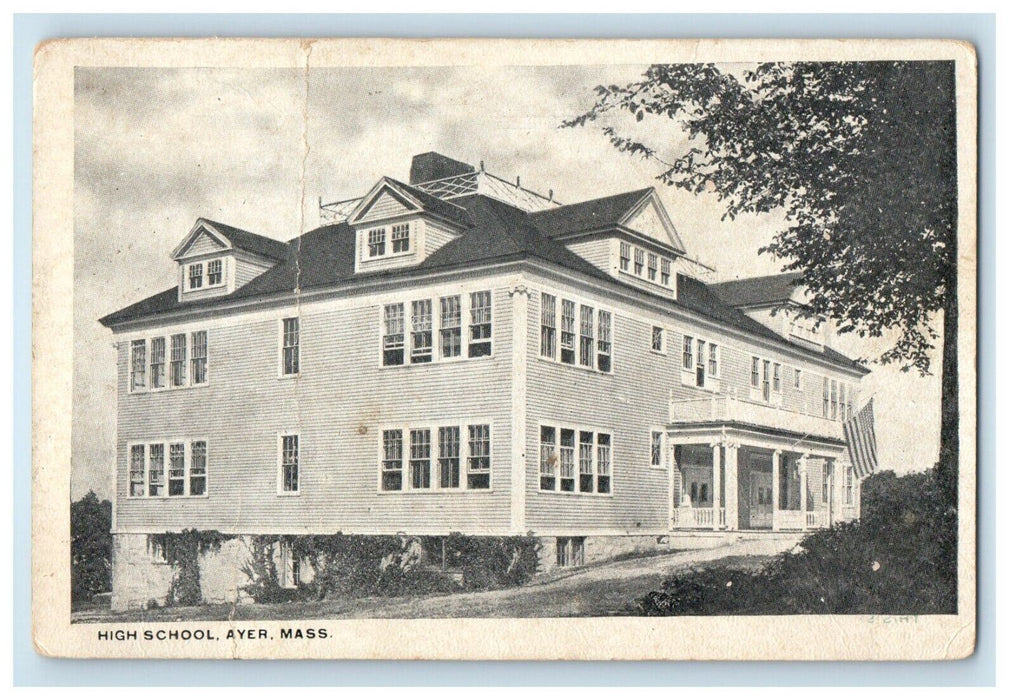 Ayer Massachusetts MA, High School Building Unposted Vintage Postcard