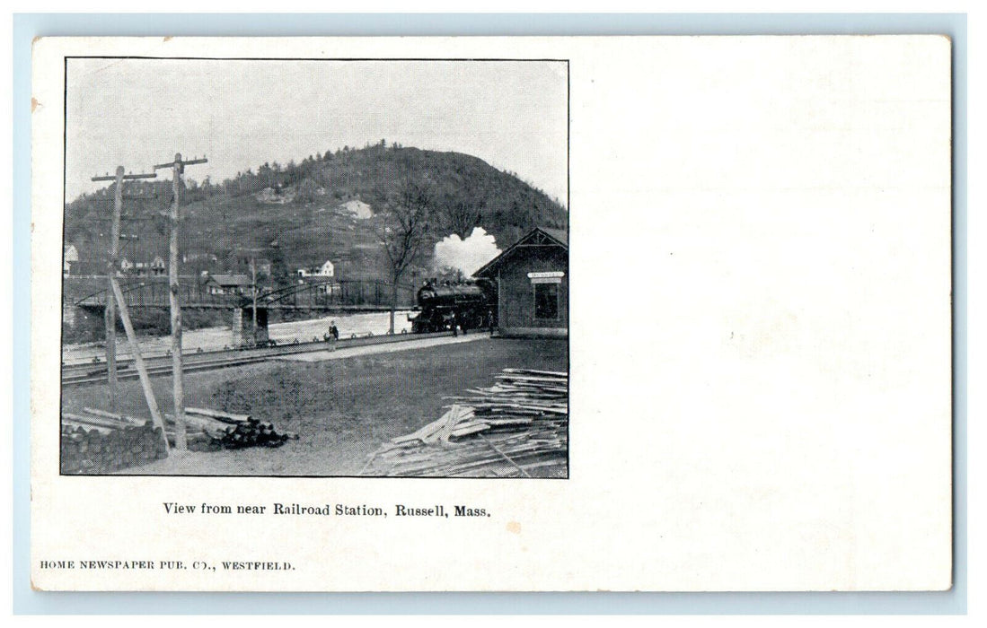 c1930s View from Near Railroad Station Russell Massachusetts MA Postcard