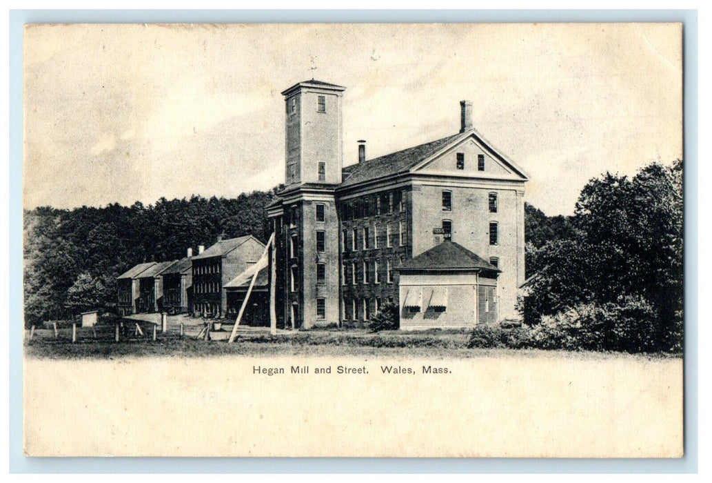 c1930s Hegan Street and Mills, Wales Massachusetts MA Antique Posted Postcard