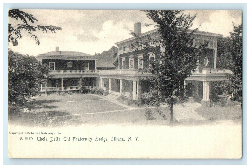 c1905 Theta Delta Chi Fraternity Lodge Ithaca New York NY Rotograph Postcard