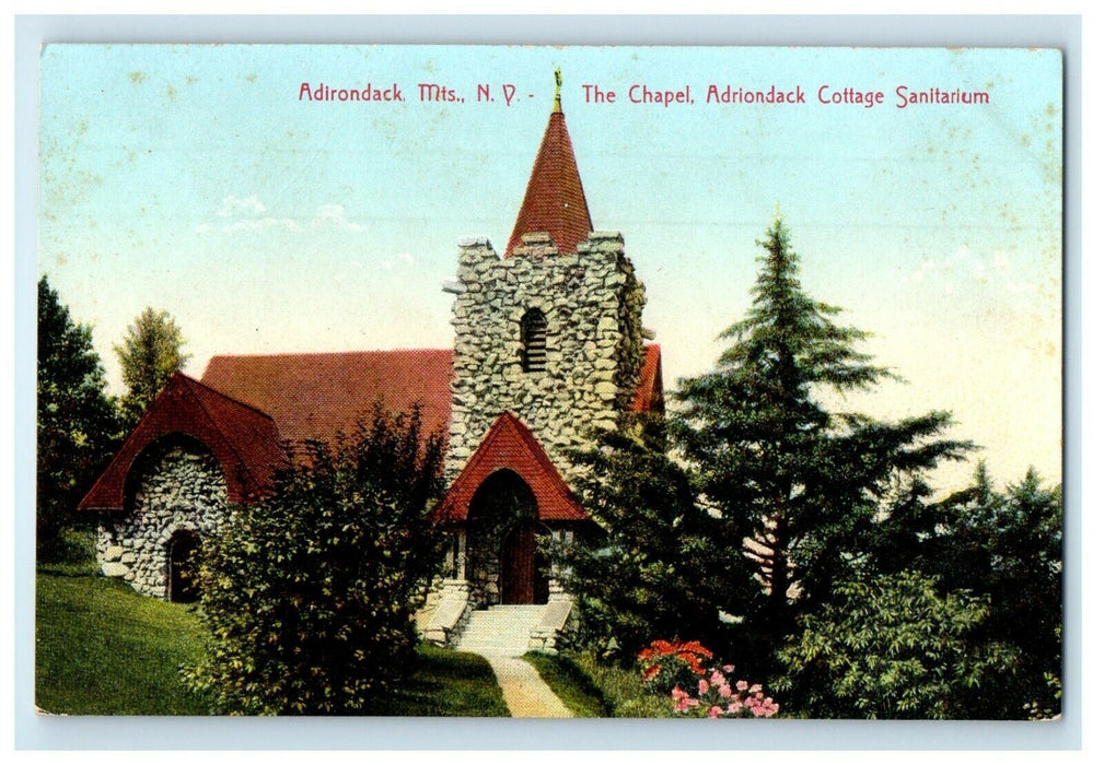 c1910's Adirondack Mts. NY, The Chapel Adirondack Cottage Sanitarium Postcard