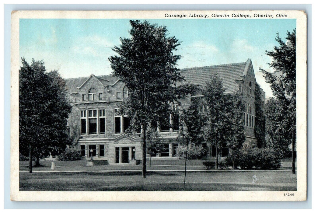 1944 Carnegie Library Oberlin College Building Oberlin OH Vintage Postcard