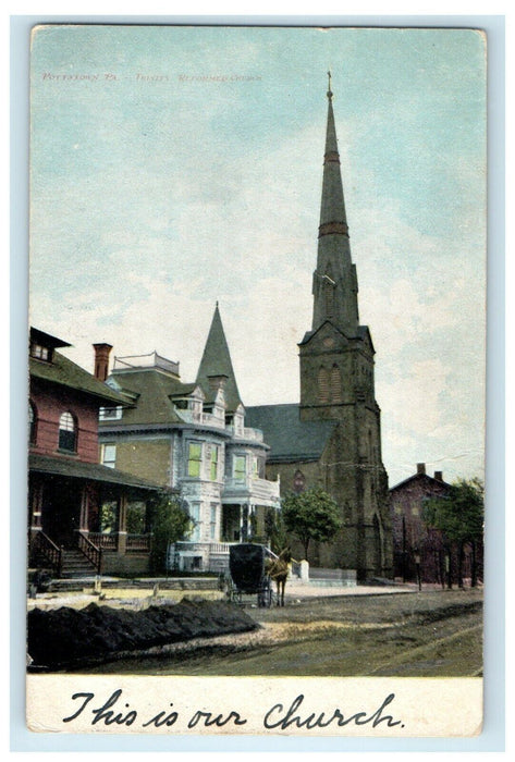 1911 Trinity Reformed Church Pottstown Pennsylvania PA Posted Antique Postcard