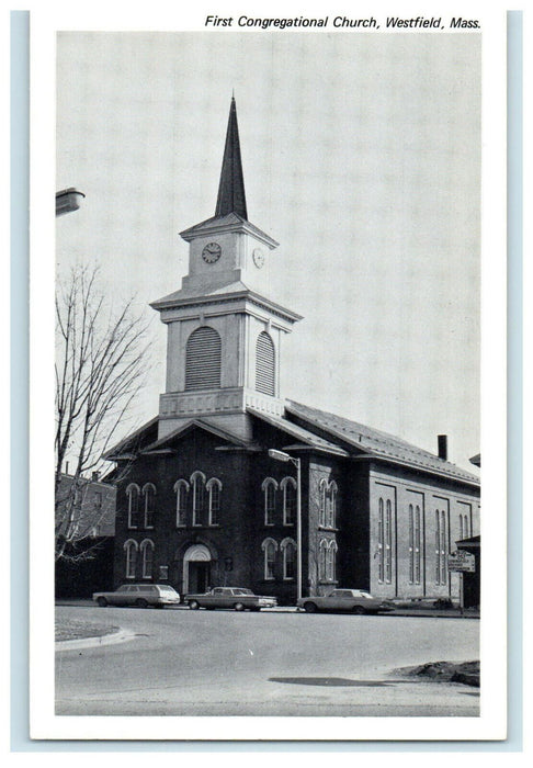 c1940s First Congregational Church, Westfield, Massachusetts MA Postcard
