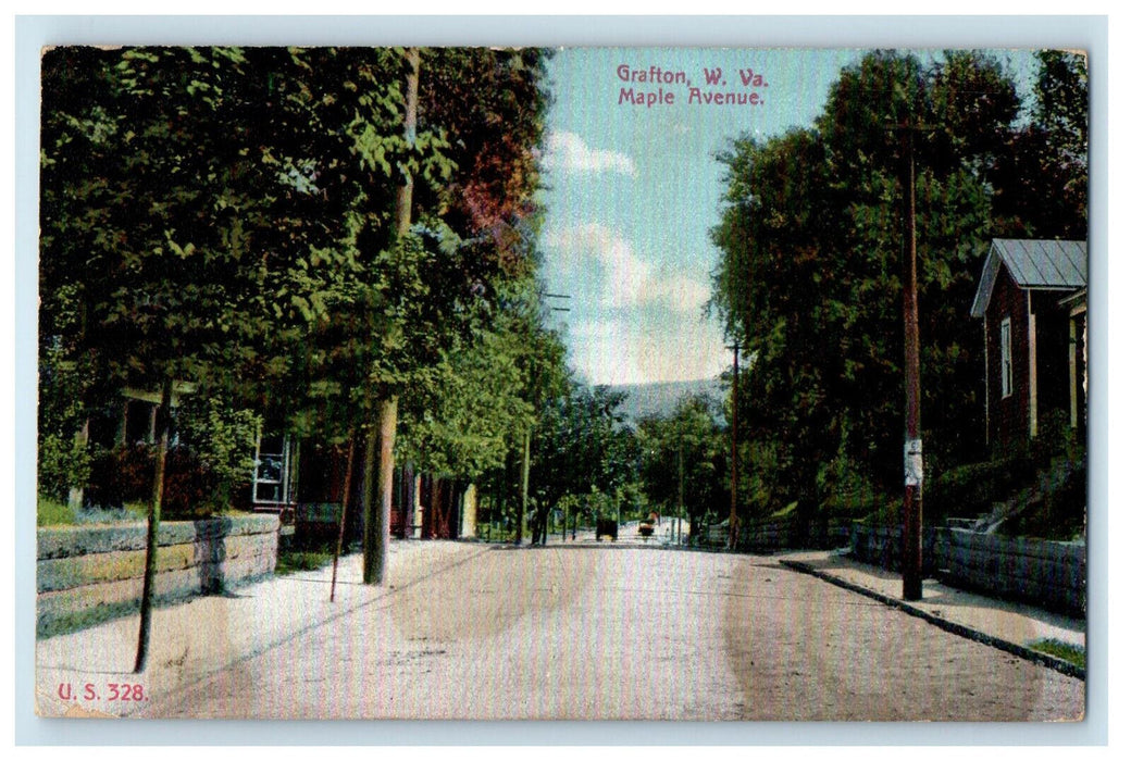 c1910s Maple Avenue, Grafton West Virginia WV Posted Antique Postcard