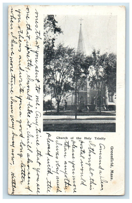 1905 Church of the Holy Trinity, Greenfield, Massachusetts MA PMC Postcard