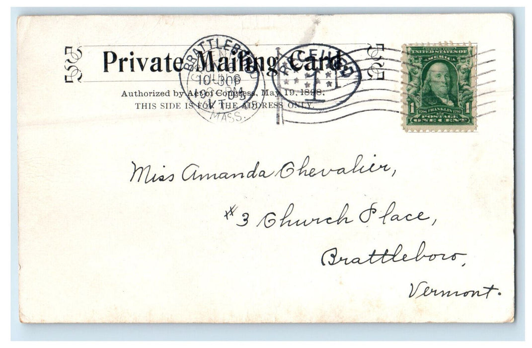 1905 Church of the Holy Trinity, Greenfield, Massachusetts MA PMC Postcard