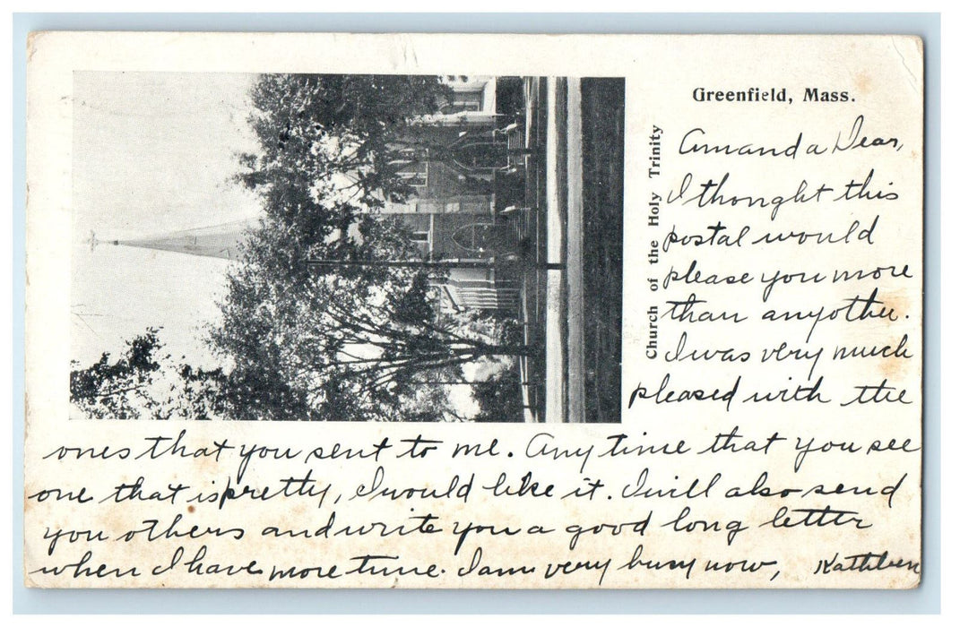 1905 Church of the Holy Trinity, Greenfield, Massachusetts MA PMC Postcard