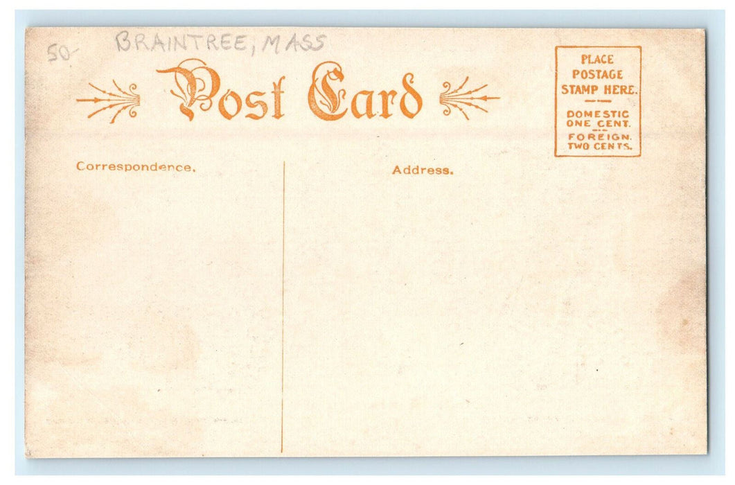 c1910s The Old Railroad Station on Pearl Street Braintree MA Postcard