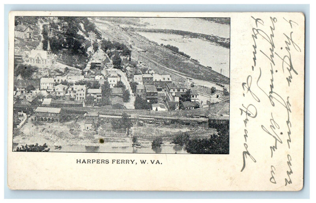 1905 Aerial View Of Harpers Ferry West Virginia WV Posted Antique Postcard