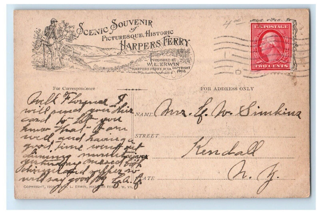 Harpers Ferry WV, Overlooking From Magazine Hill Near Hill Top House Postcard