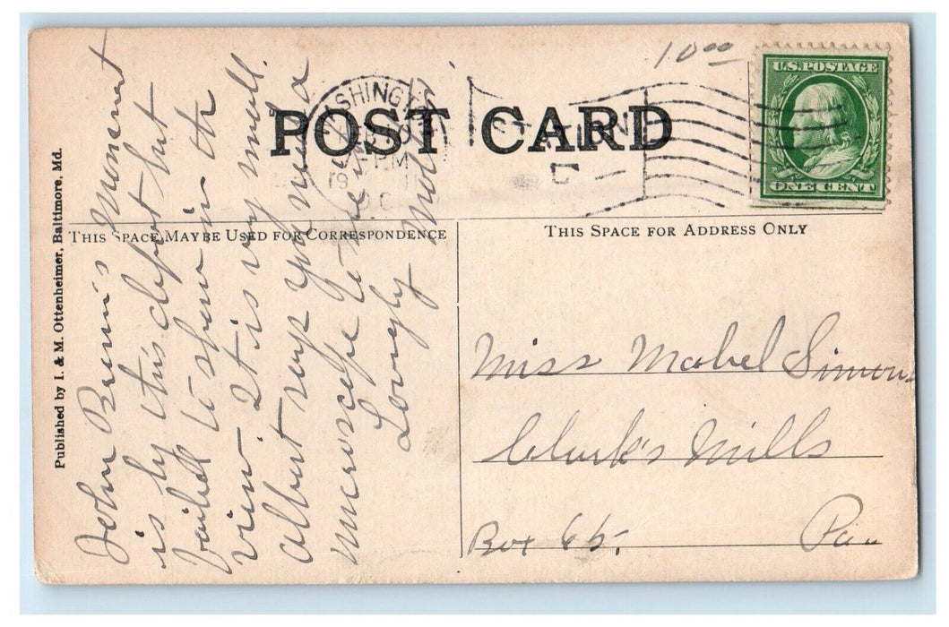 1911 B & O Depot Bridge Train Railroad Harper's Ferry WV Posted Antique Postcard