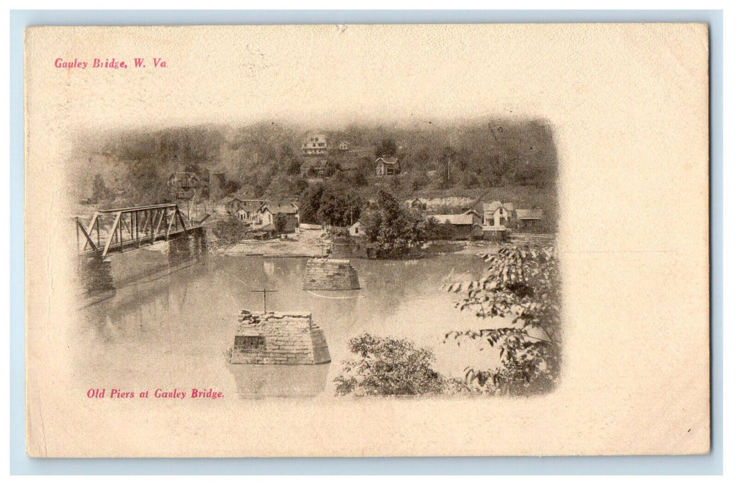 1907 Old Piers at Gauley Bridge West Virginia WV Scarbro WV Postcard