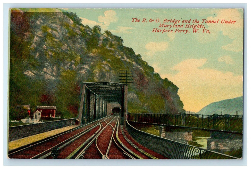 The B&O Bridge Tunnel Under Maryland Heights Harpers Ferry WV Unposted Postcard