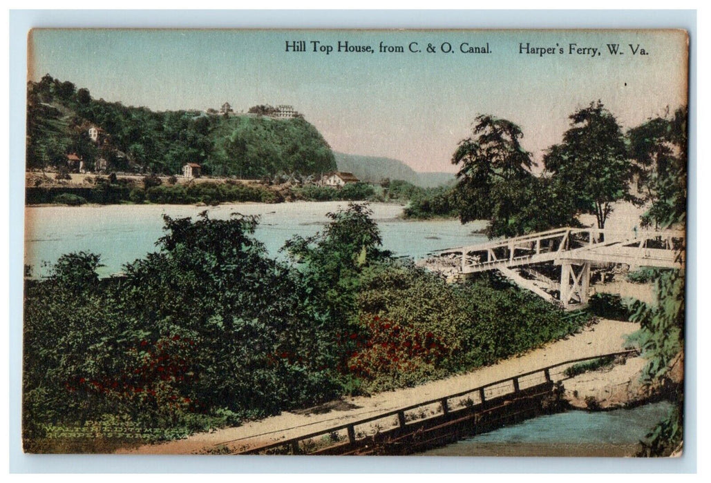 View Of Hill Top House From C & O Canal Harpers Ferry West Virginia WV Postcard