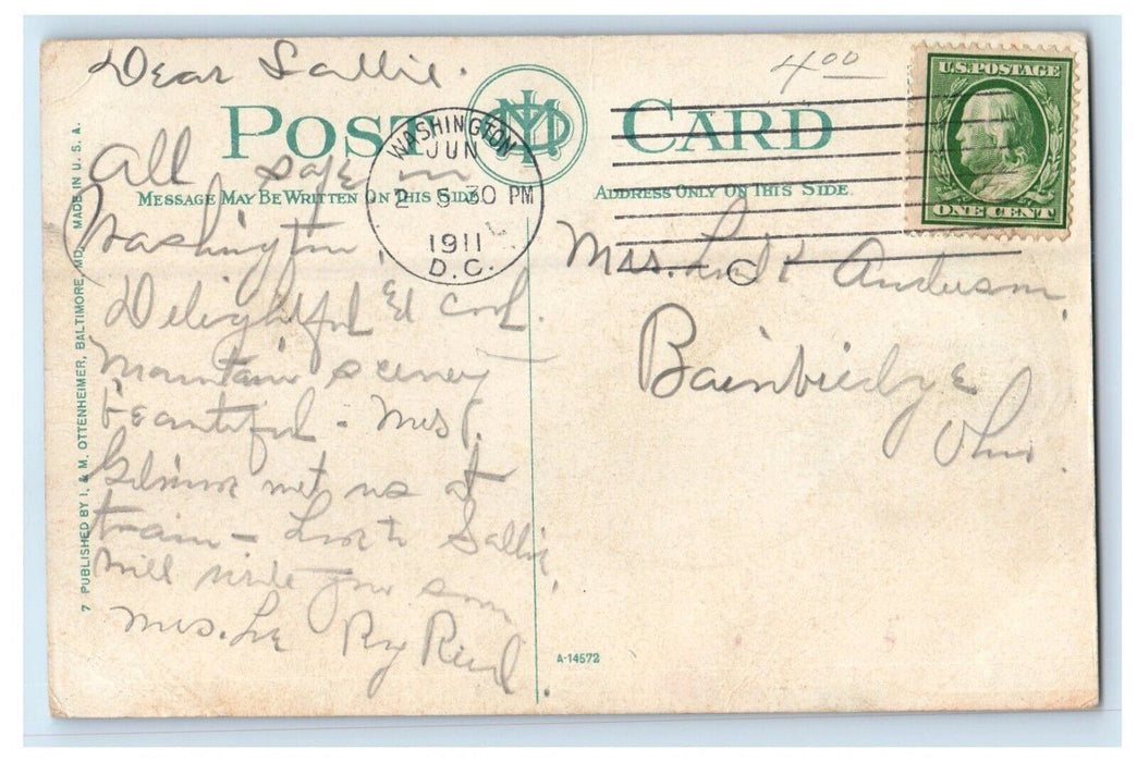 1911 Natural Rock Steps And Old Catholic Church Harpers Ferry WV Postcard