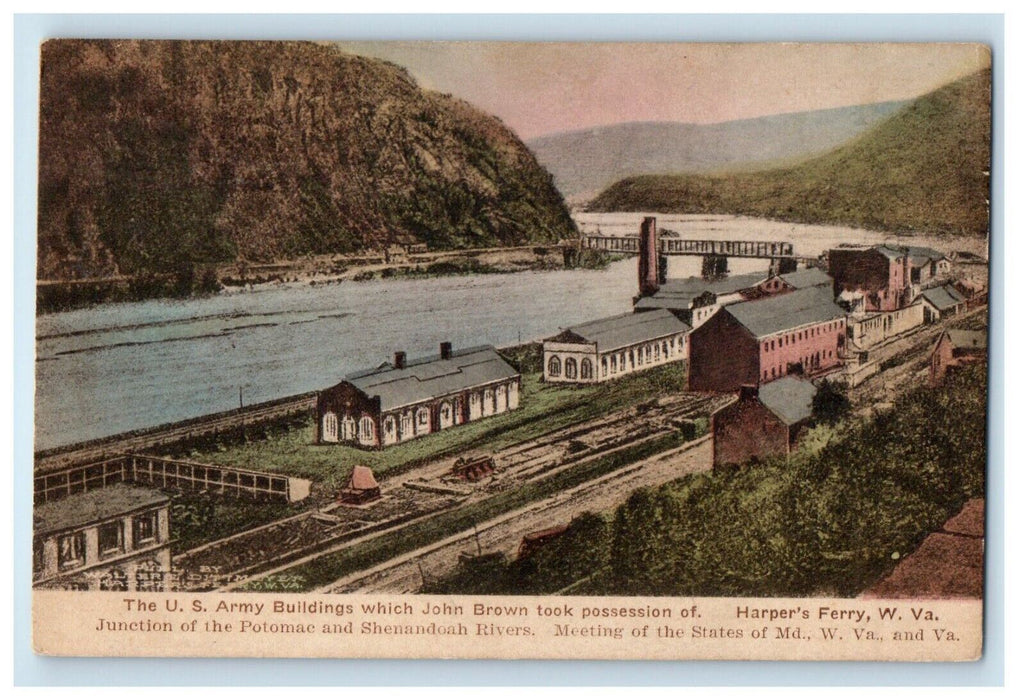 1921 View Of The U.S Army Buildings Harpers Ferry West Virginia WV Postcard