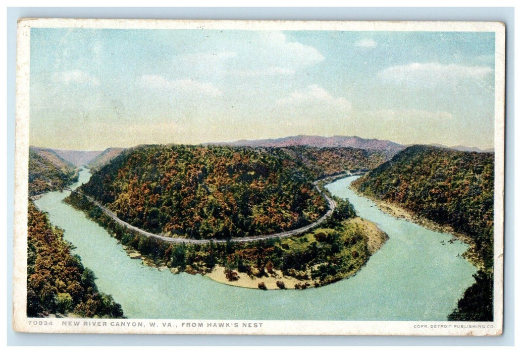 1910 View Of New River Canyon Hawk's Nest Harpers Ferry WV Phostint Postcard