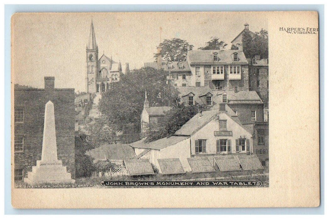 c1910's Harper's Ferry WV, John's Brown's Monument And War Tablets Postcard