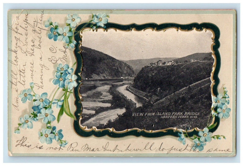 1905 View From Island Park Bridge Harpers Ferry West Virginia WV Posted Postcard