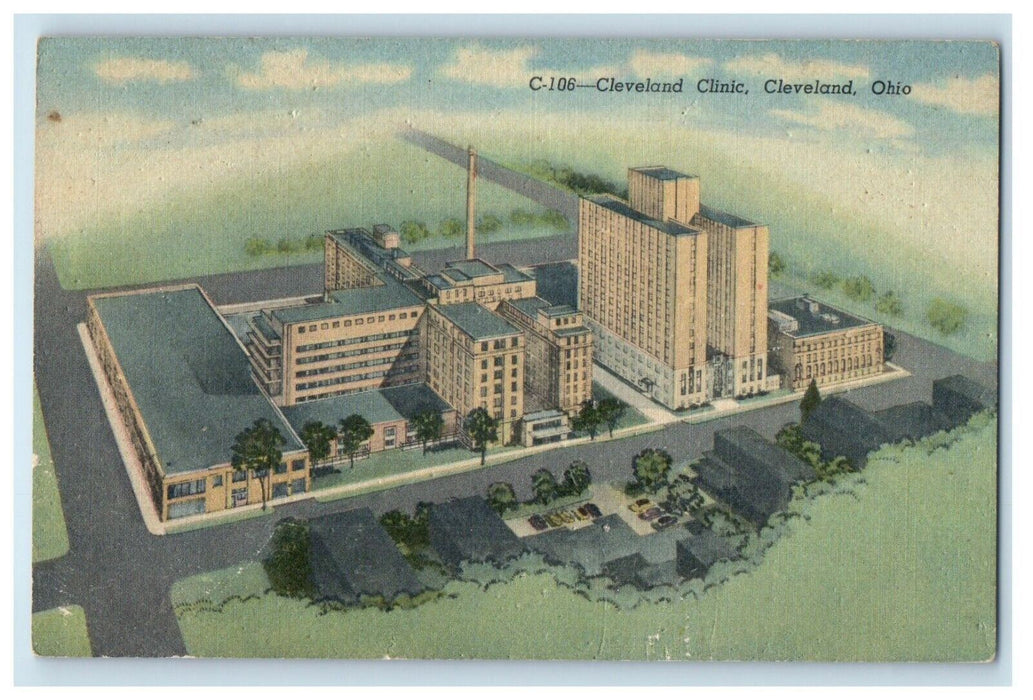 c1940's Bird's Eye View Cleveland Clinic Building Cleveland Ohio OH Postcard