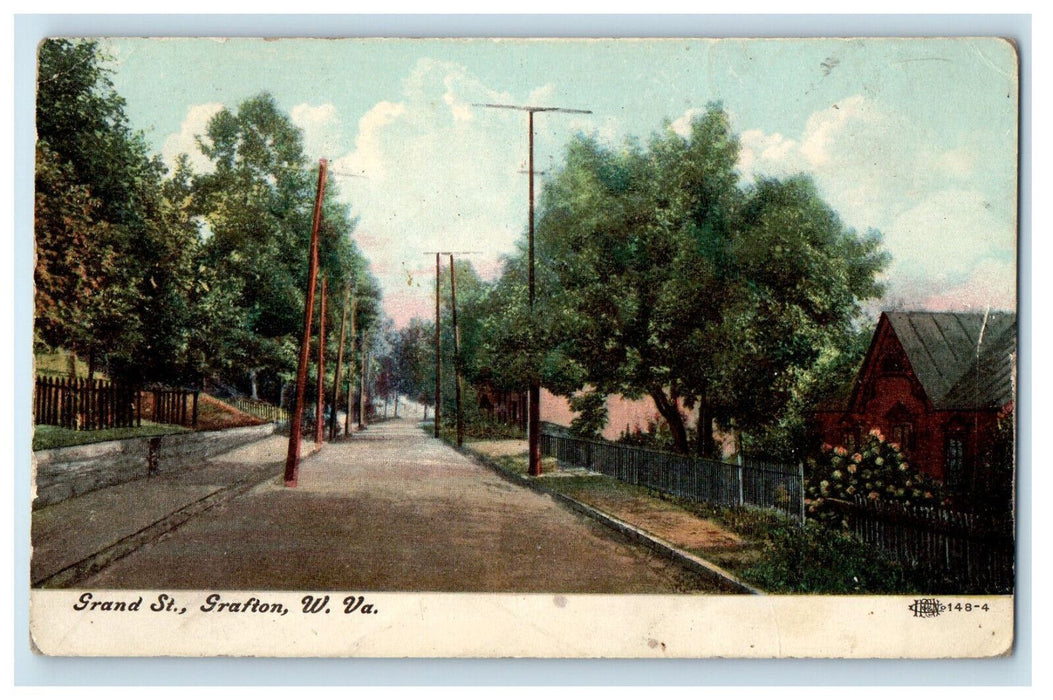 1907 Grand Street, Grafton West Virginia WV Posted Antique Postcard