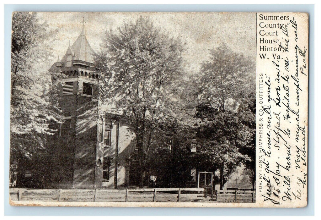 1907 Summer Country Court House Hinton West Virginia WV Antique Postcard