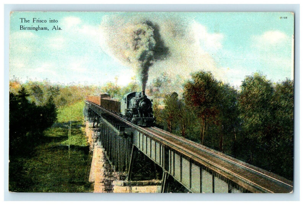 c1910's The Frisco Into Train Railroad Birmingham Alabama AL Antique Postcard