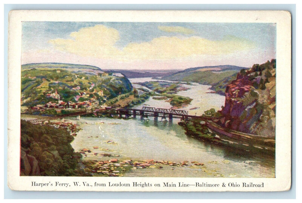 Harper's Ferry WV, Loudoun Heights Main Line Baltimore Ohio Railroad Postcard