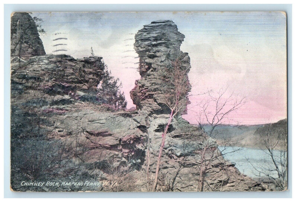 1910 Chimney Rock Harpers Ferry West Virginia WV, Norfolk VA Antique Postcard