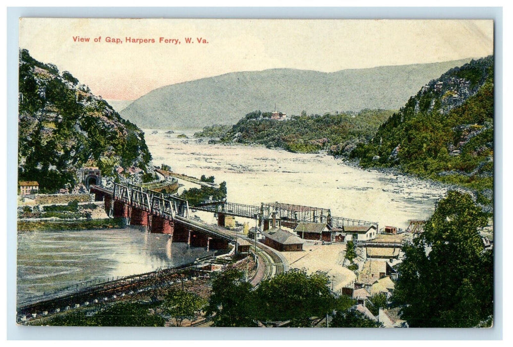 c1910's View Of Gap Harpers Ferry West Virginia WV Unposted Antique Postcard