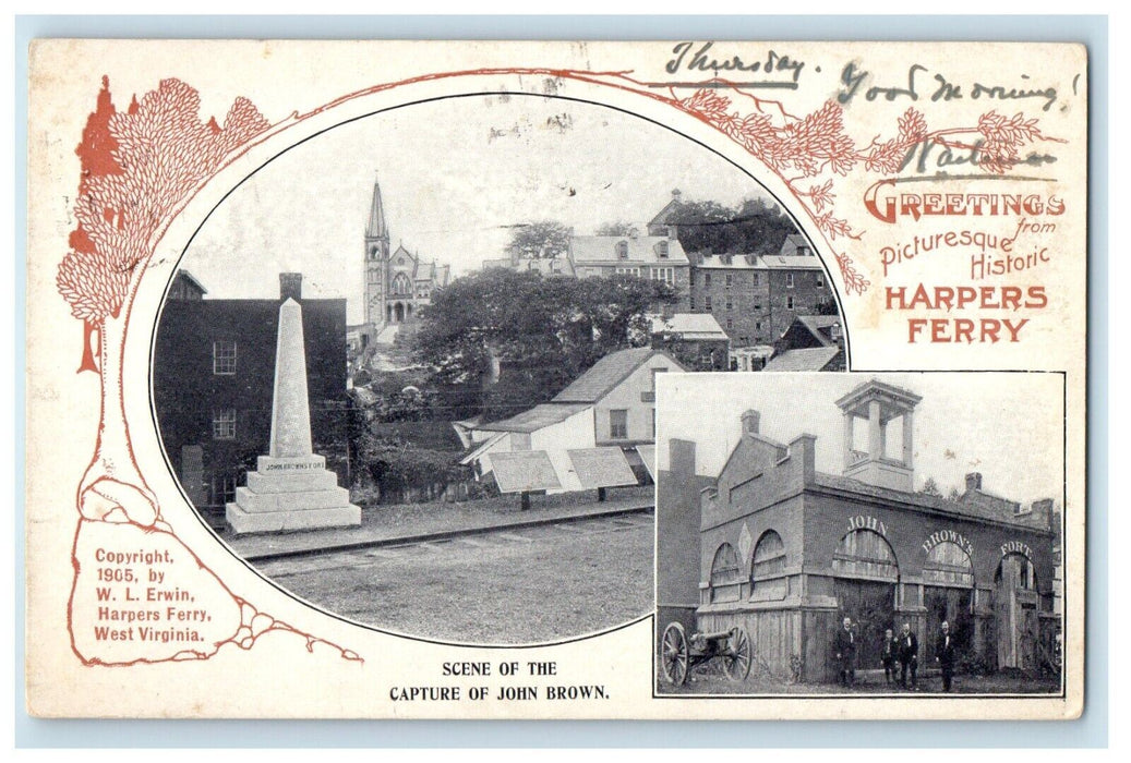 1907 Scene Of The Capture Of Brown Harpers Ferry WV, Greetings Postcard