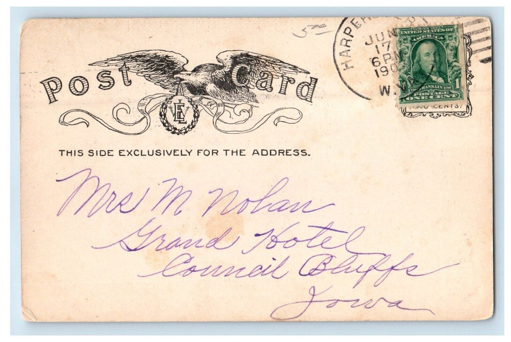 1907 Looking Potomac From Heights Camp Hill, Greetings Harpers Ferry WV Postcard