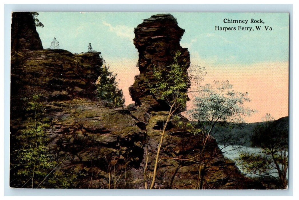 c1910's Chimney Rock Harpers Ferry West Virginia WV Posted Antique Postcard