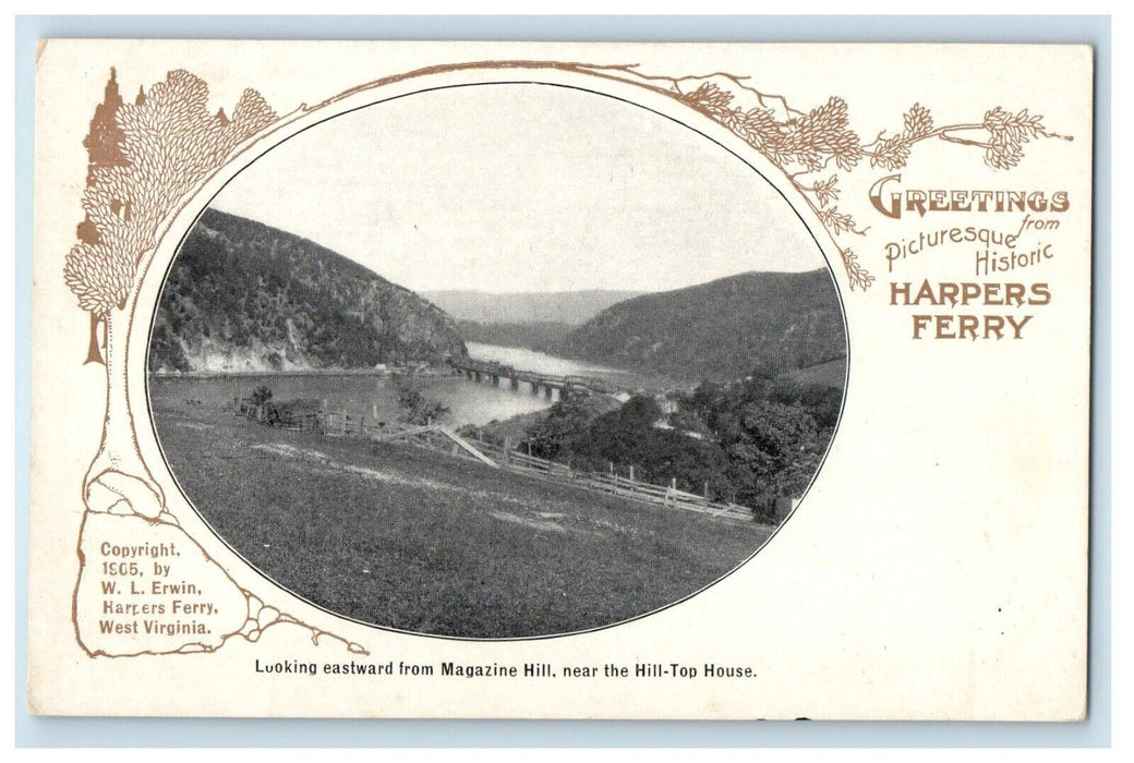 Looking Eastwood Magazine Hill Top House, Greetings Harpers Ferry WV Postcard