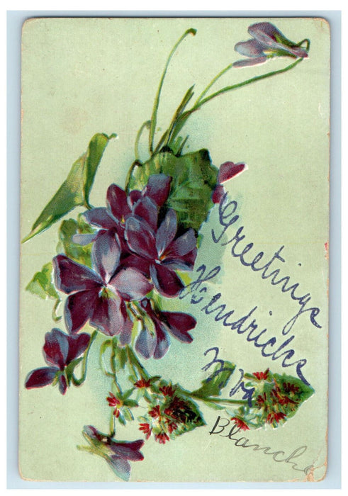 c1910 Blanche, Greetings from Hendricks West Virginia WV Posted Antique Postcard