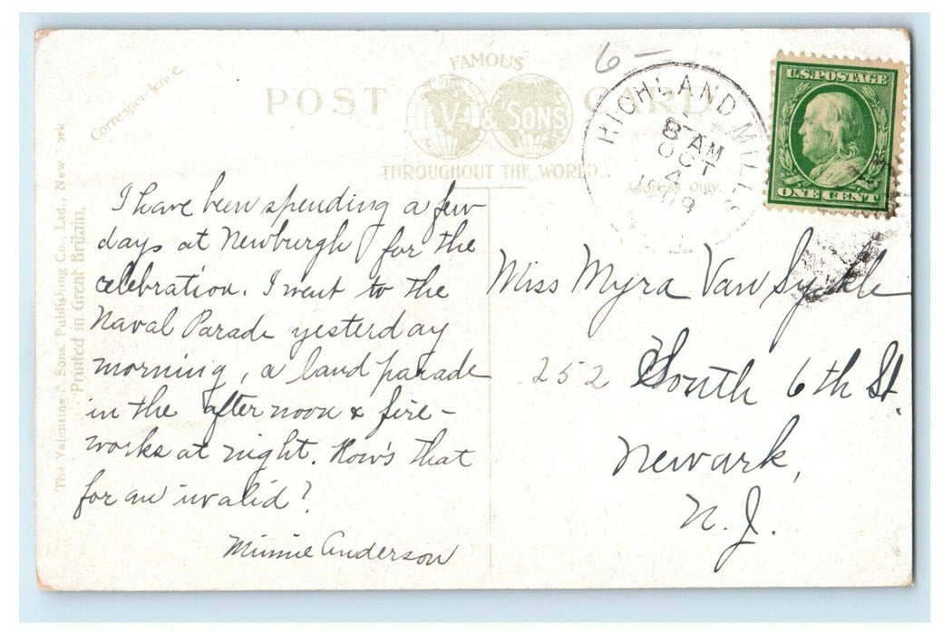 1909 Day Boat Albany Passing Old Storm King Hudson River New York NY Postcard