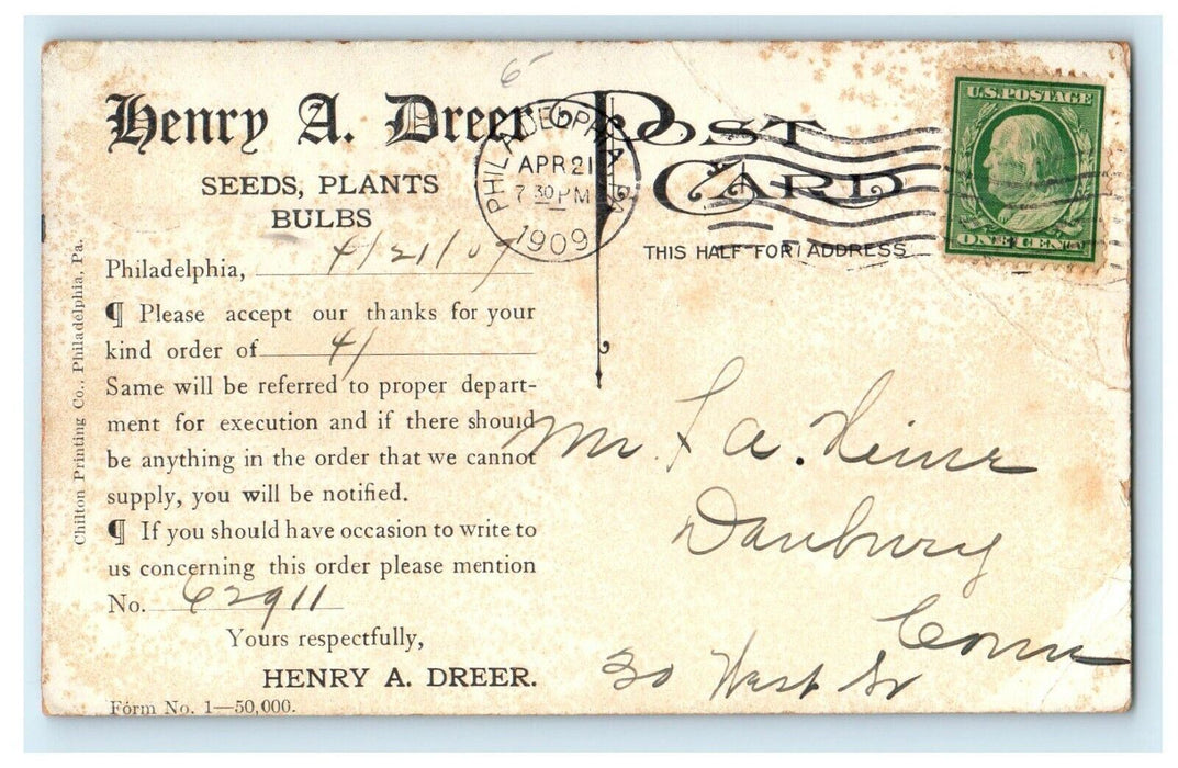 1909 Advertising The Rockery At Dreer's Nursery Philadelphia PA Posted Postcard