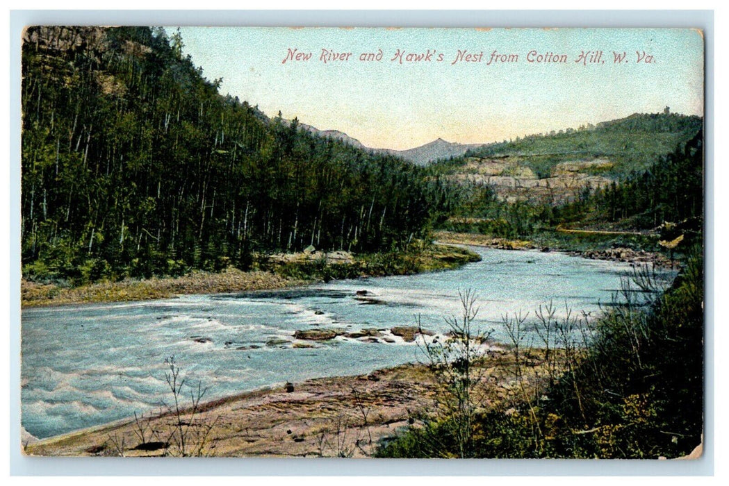 1915 New River And Hawk's Nest From Cotton Hill Harpers Ferry WV Postcard
