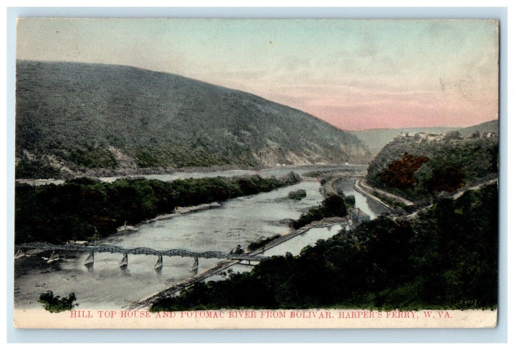1907 View Of Hill Top House Potomac River From Bolivar Harpers Ferry WV Postcard