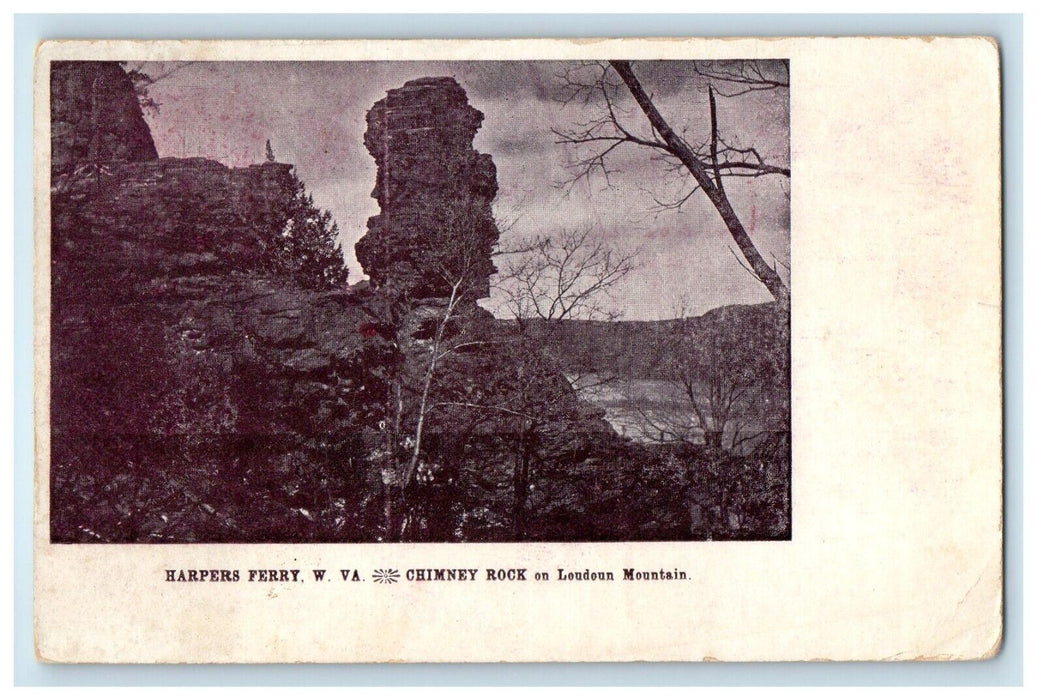 1909 Chimney Rock On Loundoun Mountain Harpers Ferry West Virginia WV Postcard