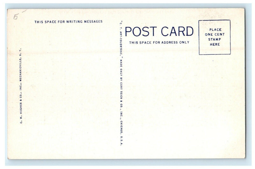 c1938 Central Fire Station and Hampden Park, Holyoke, Massachusetts MA Postcard