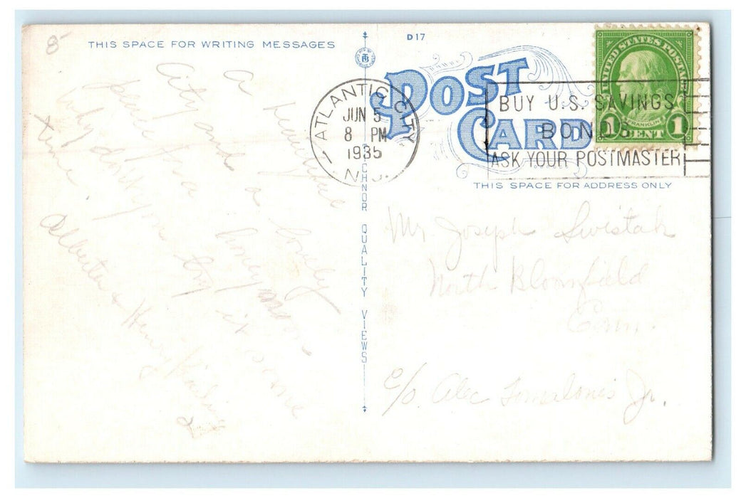 1935 View Of Brighton Marlborough Claridge Hotels Pier Atlantic City NJ Postcard