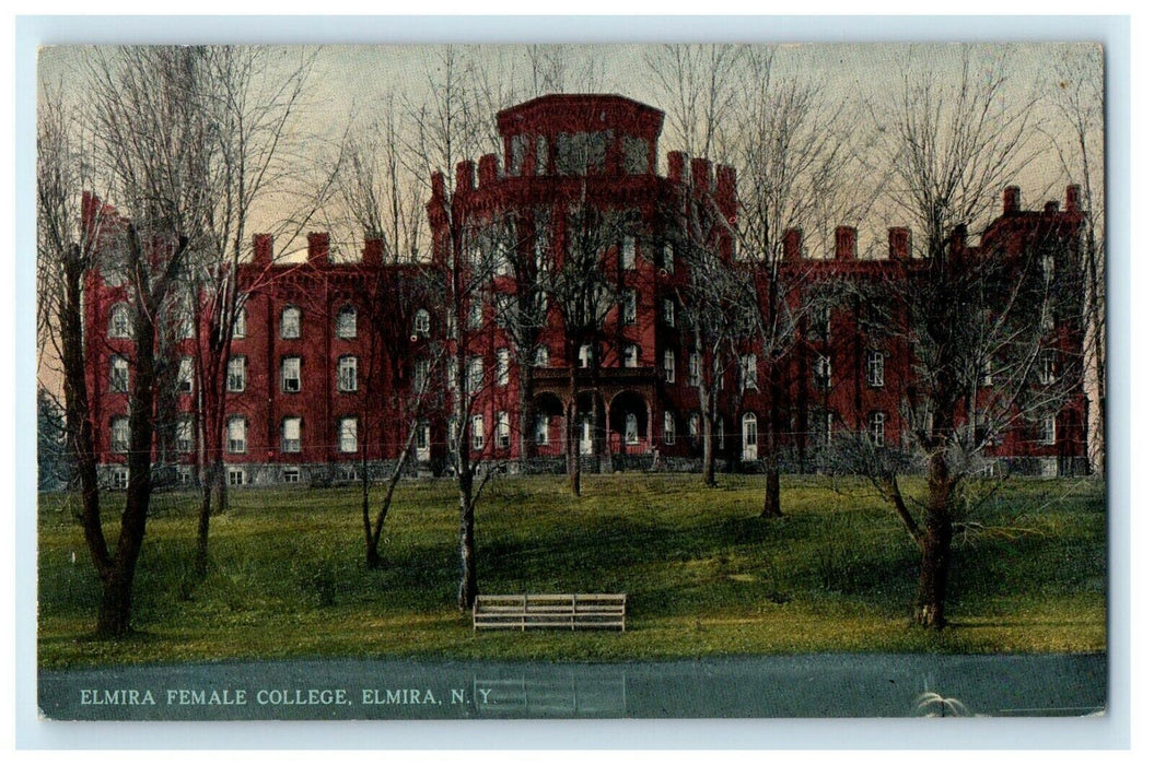 1917 Elmira New York NY, Female College Building Campus Antique Postcard