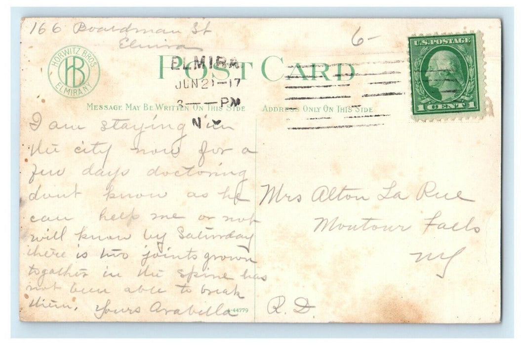 1917 Elmira New York NY, Female College Building Campus Antique Postcard