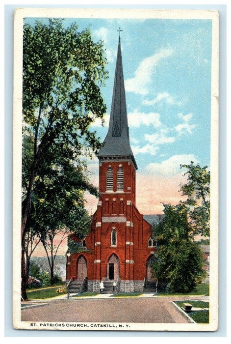 c1920's View Of St. Patricks Church Catskill New York NY Vintage Postcard