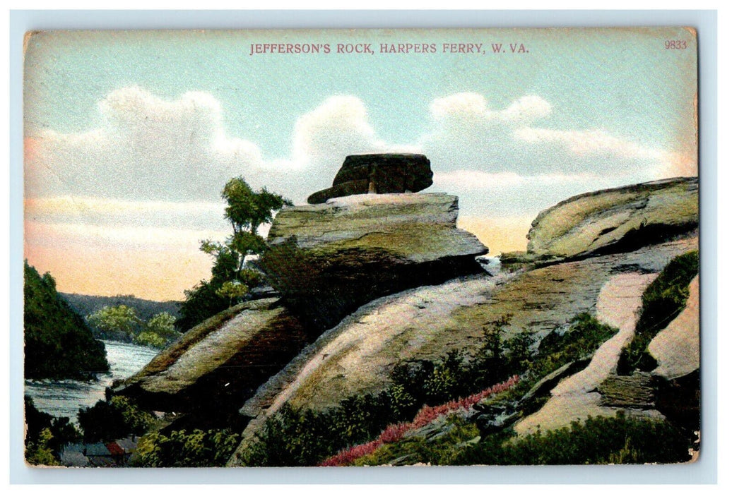 1908 Harpers Ferry West Virginia WV, Jefferson's Rock Posted Antique Postcard