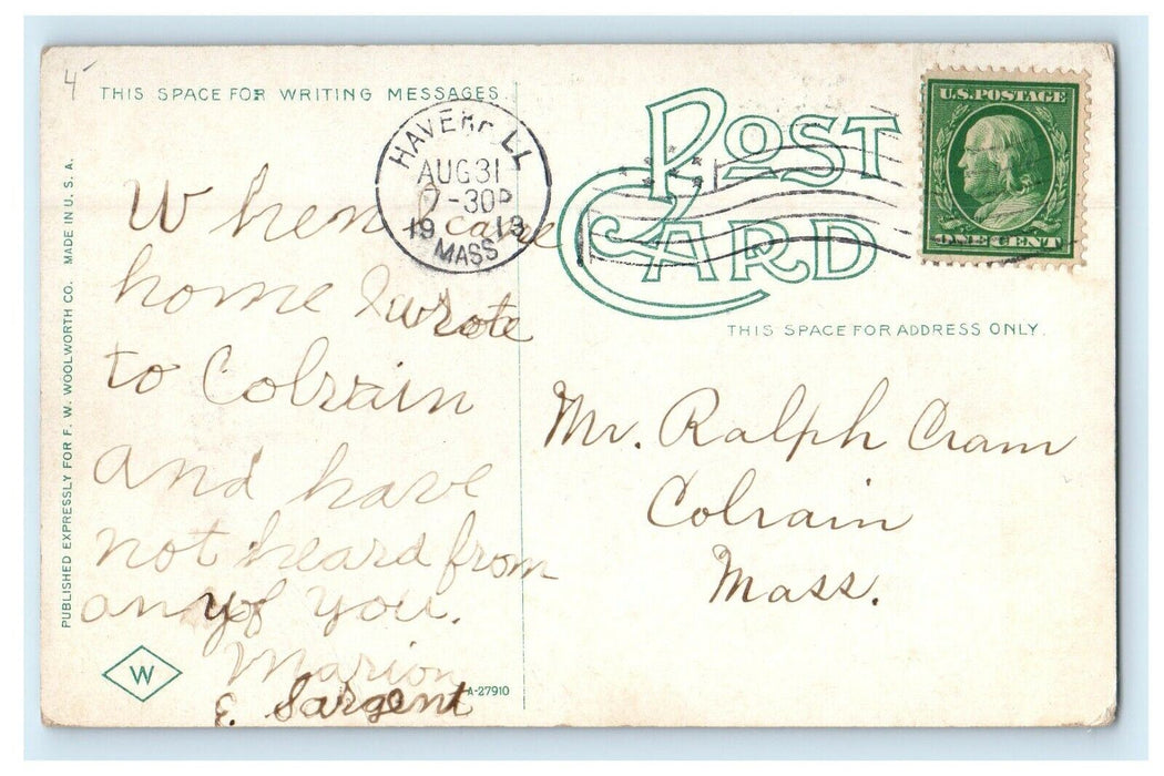 c1913 Winter Street School, Haverhill, Massachusetts MA Antique Postcard
